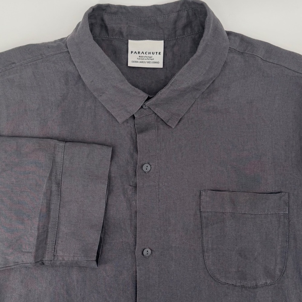 Parachute Mens XL 100% Linen Long Sleeve Button Down Shirt Charcoal Grey